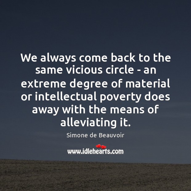 We always come back to the same vicious circle – an extreme Simone de Beauvoir Picture Quote