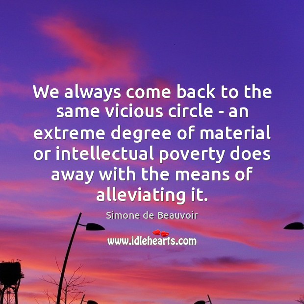 We always come back to the same vicious circle – an extreme Simone de Beauvoir Picture Quote