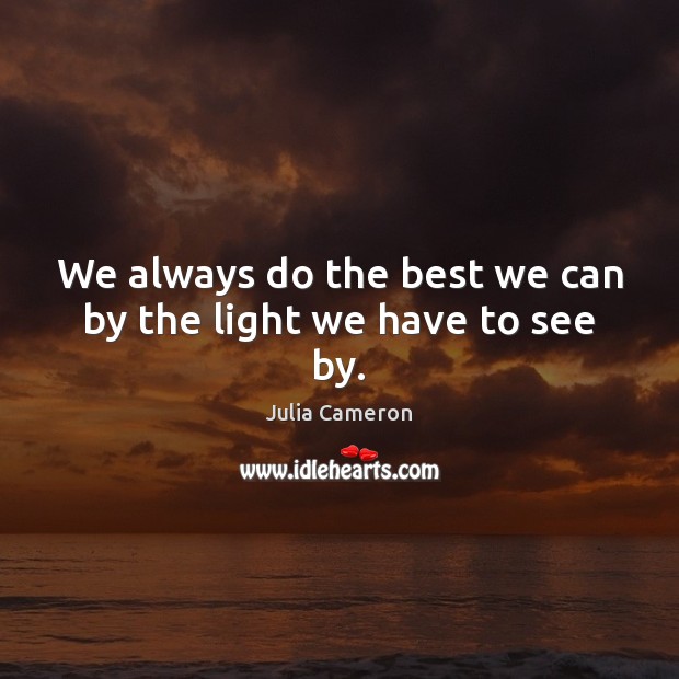 We always do the best we can by the light we have to see by. Julia Cameron Picture Quote