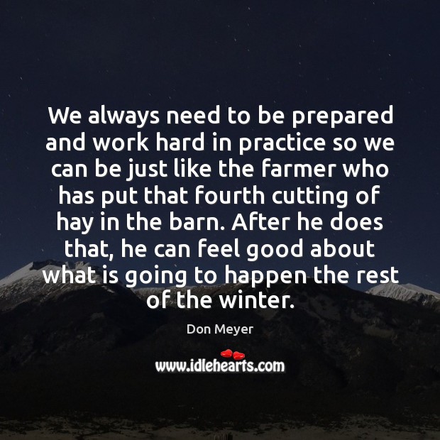 We always need to be prepared and work hard in practice so Winter Quotes Image