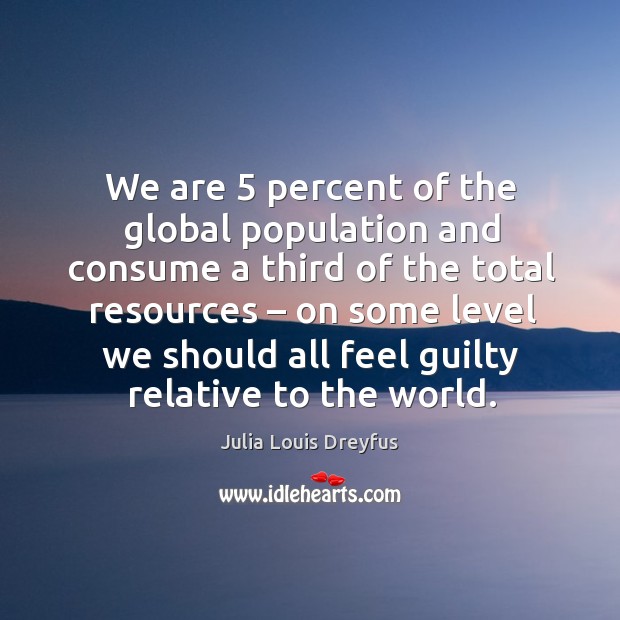 We are 5 percent of the global population and consume a third of the total resources Image