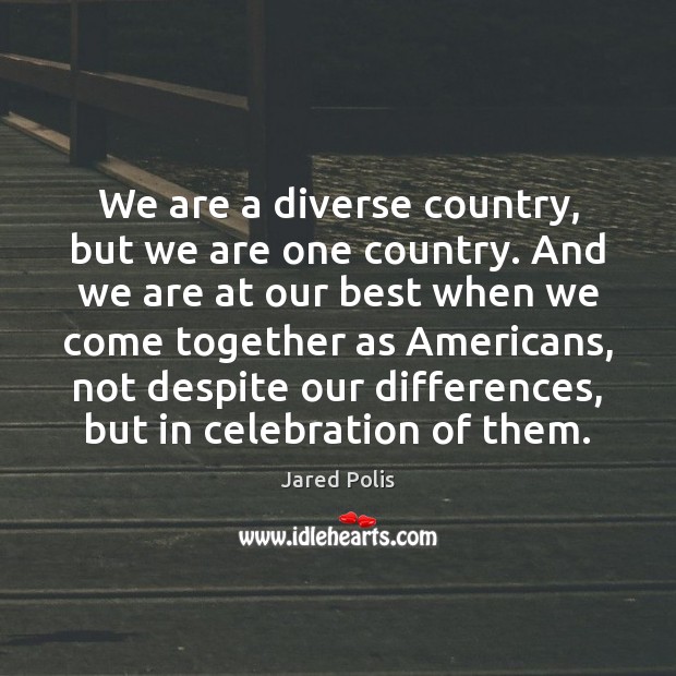We are a diverse country, but we are one country. And we Jared Polis Picture Quote