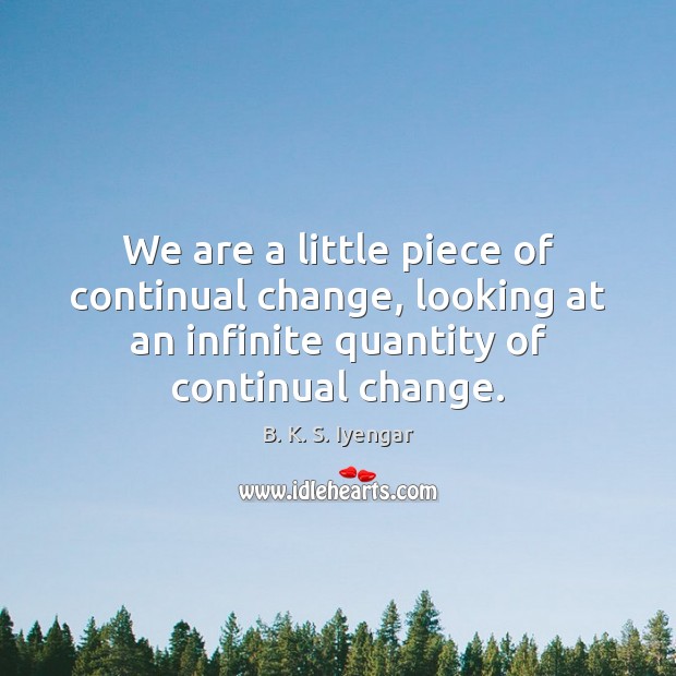 We are a little piece of continual change, looking at an infinite B. K. S. Iyengar Picture Quote
