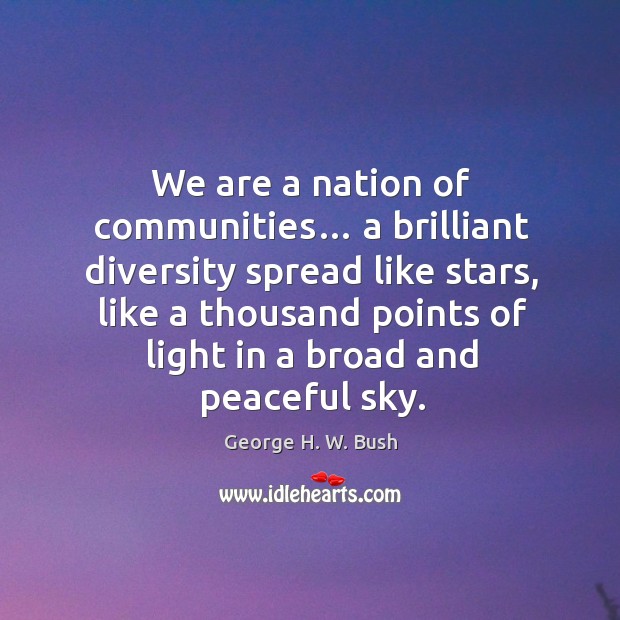 We are a nation of communities… a brilliant diversity spread like stars George H. W. Bush Picture Quote