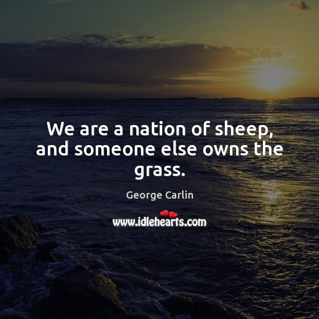 We are a nation of sheep, and someone else owns the grass. George Carlin Picture Quote