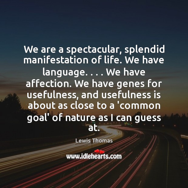 We are a spectacular, splendid manifestation of life. We have language. . . . We Image