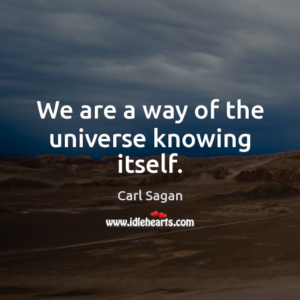 We are a way of the universe knowing itself. Carl Sagan Picture Quote
