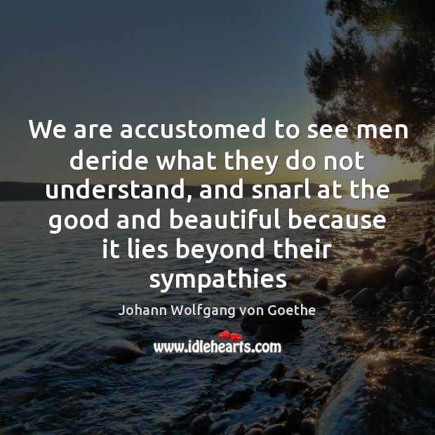 We are accustomed to see men deride what they do not understand, Johann Wolfgang von Goethe Picture Quote