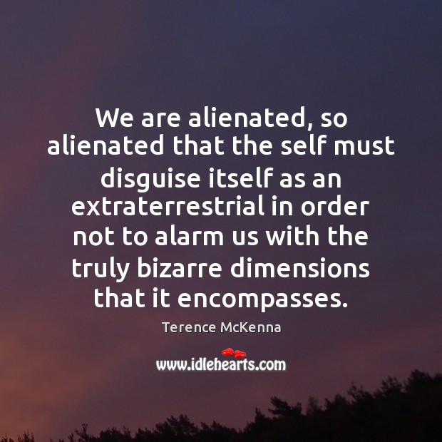We are alienated, so alienated that the self must disguise itself as Terence McKenna Picture Quote