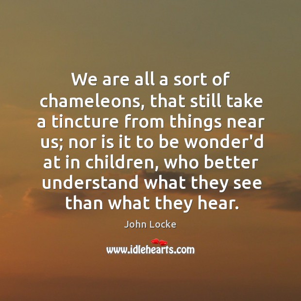 We are all a sort of chameleons, that still take a tincture John Locke Picture Quote