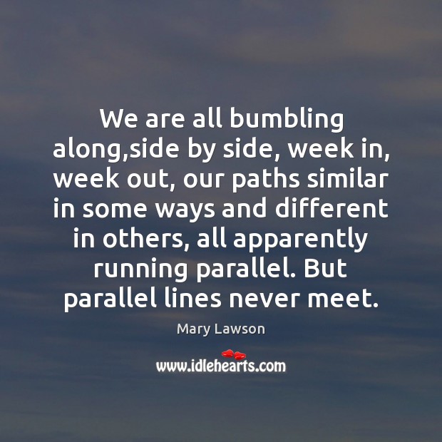 We are all bumbling along,side by side, week in, week out, Mary Lawson Picture Quote