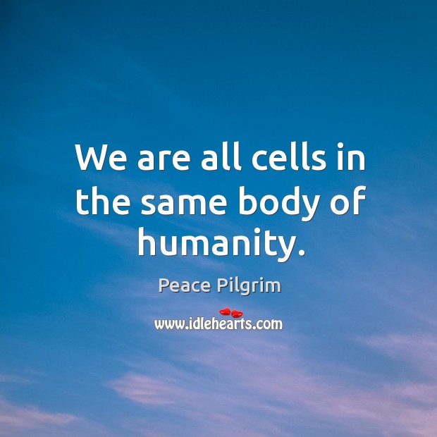 We are all cells in the same body of humanity. Humanity Quotes Image