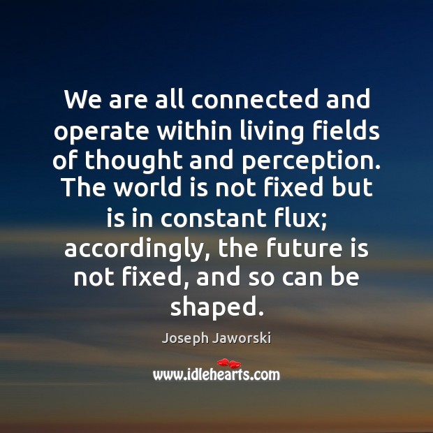 We are all connected and operate within living fields of thought and Joseph Jaworski Picture Quote