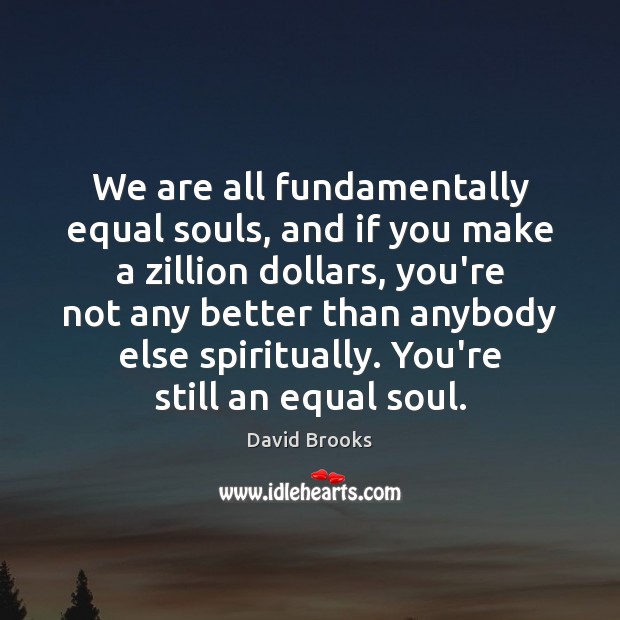 We are all fundamentally equal souls, and if you make a zillion David Brooks Picture Quote