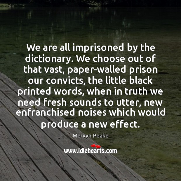 We are all imprisoned by the dictionary. We choose out of that Image