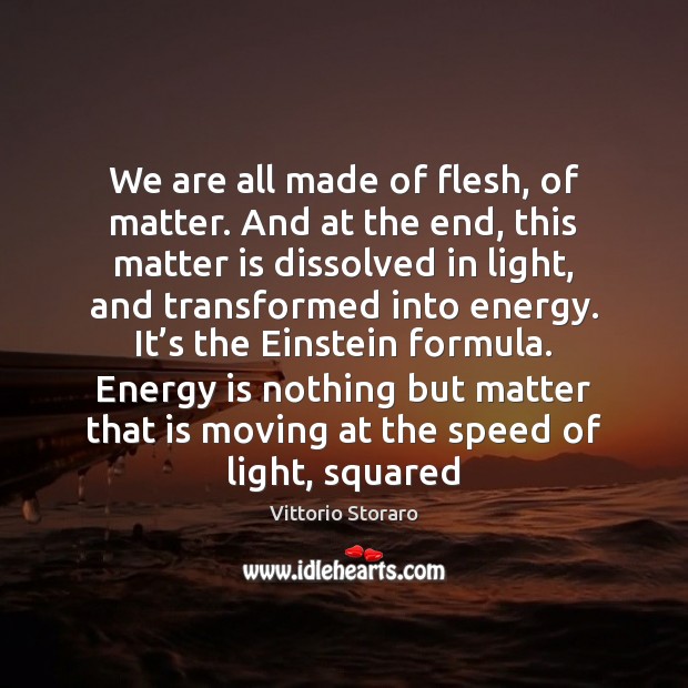 We are all made of flesh, of matter. And at the end, Vittorio Storaro Picture Quote
