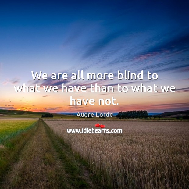 We are all more blind to what we have than to what we have not. Image