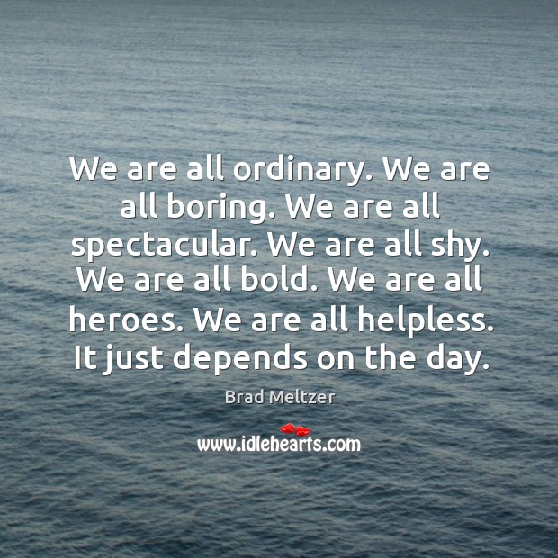 We are all ordinary. We are all boring. We are all spectacular. Brad Meltzer Picture Quote