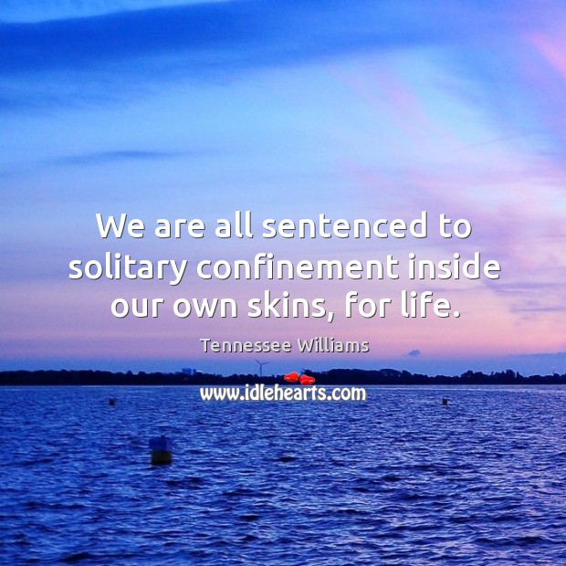 We are all sentenced to solitary confinement inside our own skins, for life. Image