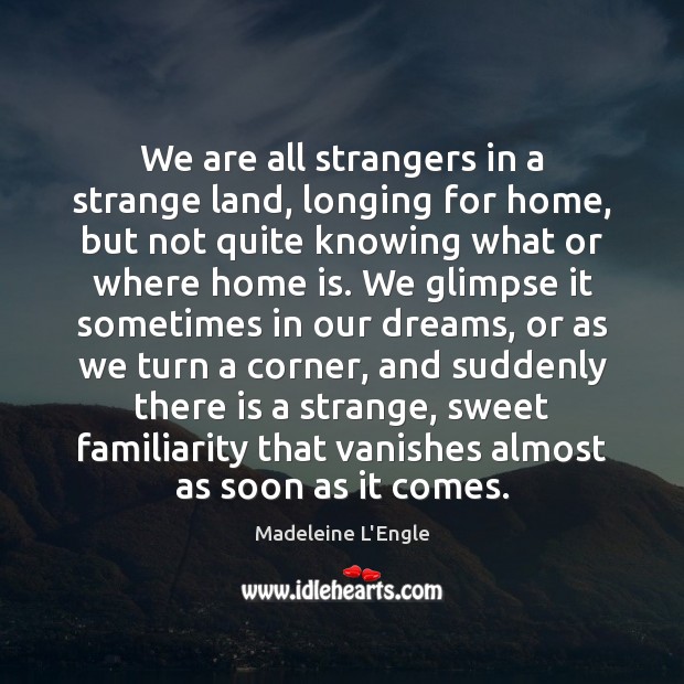 We are all strangers in a strange land, longing for home, but Home Quotes Image