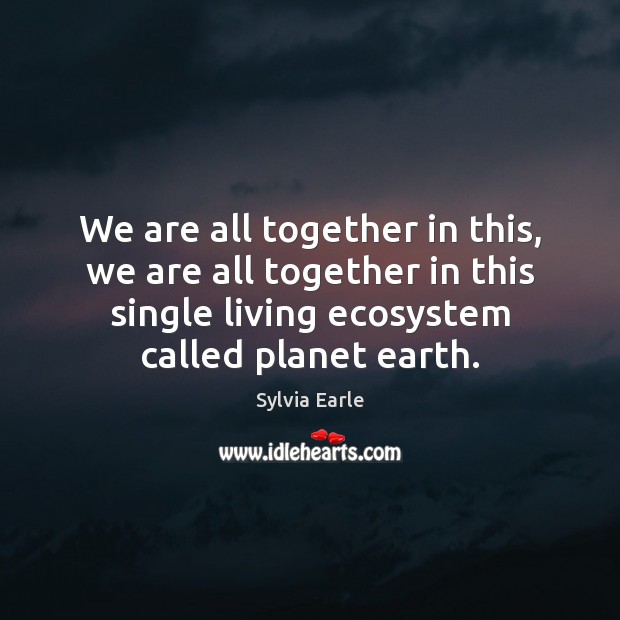 We are all together in this, we are all together in this Sylvia Earle Picture Quote