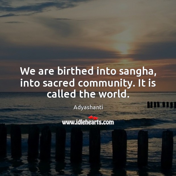 We are birthed into sangha, into sacred community. It is called the world. Adyashanti Picture Quote