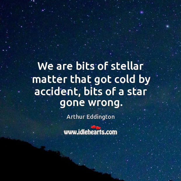 We are bits of stellar matter that got cold by accident, bits of a star gone wrong. Arthur Eddington Picture Quote