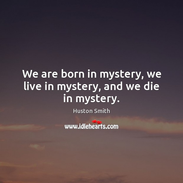 We are born in mystery, we live in mystery, and we die in mystery. Image