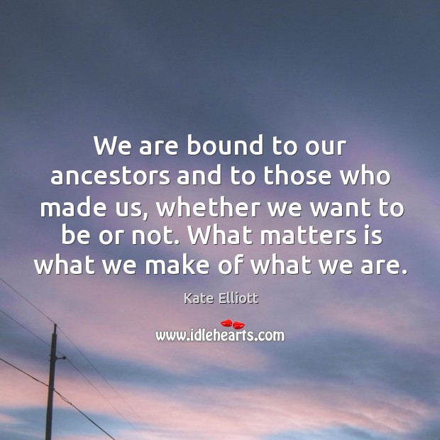 We are bound to our ancestors and to those who made us, Kate Elliott Picture Quote