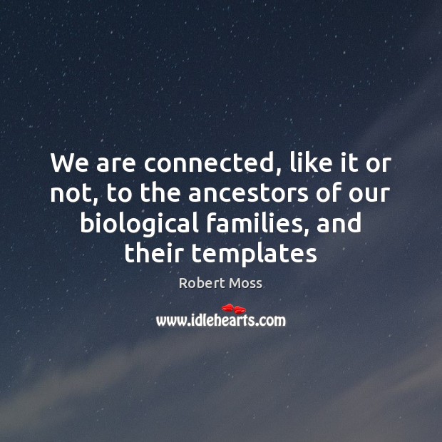 We are connected, like it or not, to the ancestors of our Robert Moss Picture Quote