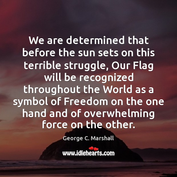 We are determined that before the sun sets on this terrible struggle, George C. Marshall Picture Quote