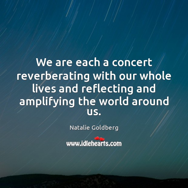 We are each a concert reverberating with our whole lives and reflecting Natalie Goldberg Picture Quote