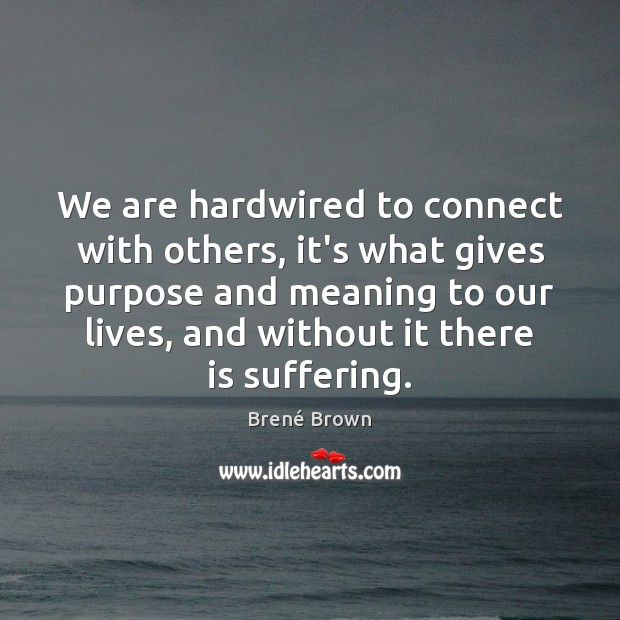We are hardwired to connect with others, it’s what gives purpose and Brené Brown Picture Quote