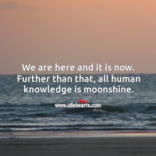 We are here and it is now. Further than that, all human knowledge is moonshine. Knowledge Quotes Image