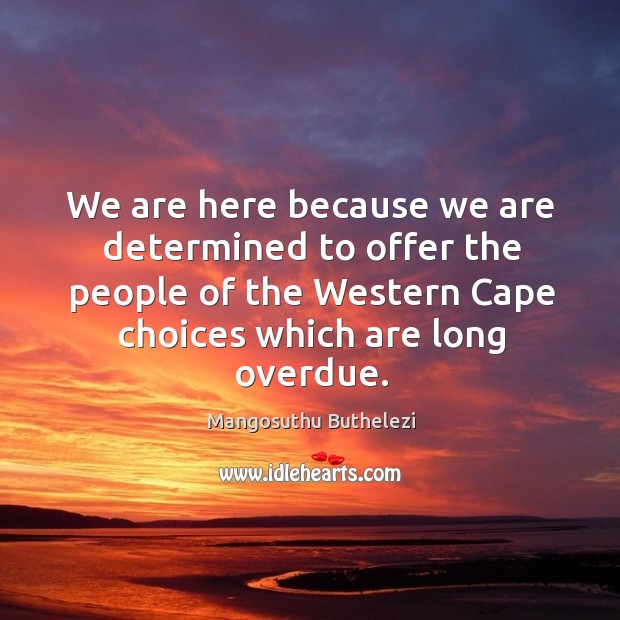 We are here because we are determined to offer the people of the western cape choices which are long overdue. Image