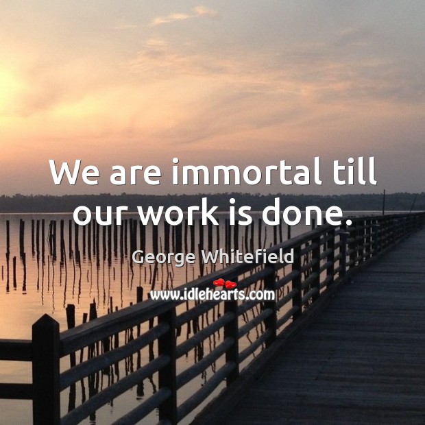 We are immortal till our work is done. Image