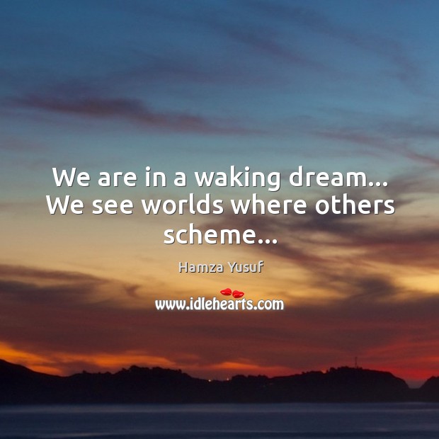 We are in a waking dream… We see worlds where others scheme… Hamza Yusuf Picture Quote