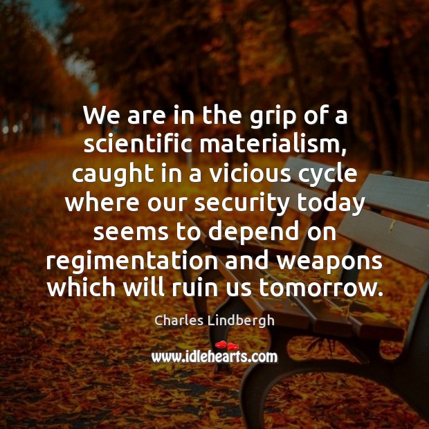 We are in the grip of a scientific materialism, caught in a Charles Lindbergh Picture Quote