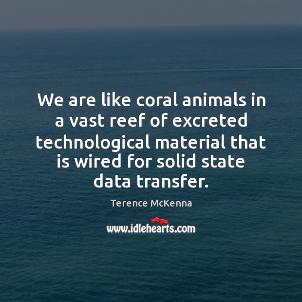 We are like coral animals in a vast reef of excreted technological Terence McKenna Picture Quote