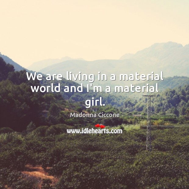 We are living in a material world and I’m a material girl. Image