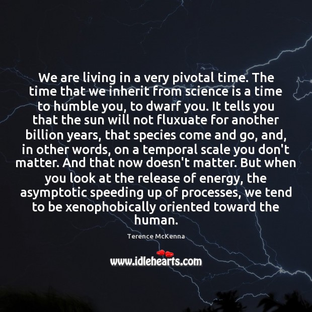 We are living in a very pivotal time. The time that we Terence McKenna Picture Quote