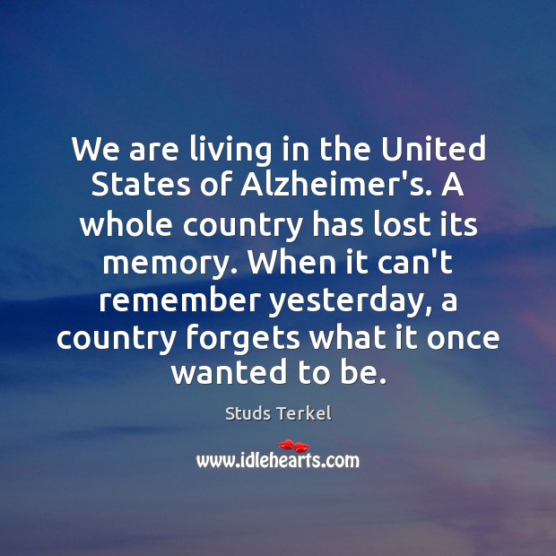 We are living in the United States of Alzheimer’s. A whole country Image