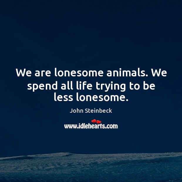 We are lonesome animals. We spend all life trying to be less lonesome. Image