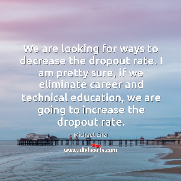 We are looking for ways to decrease the dropout rate. Michael Enzi Picture Quote