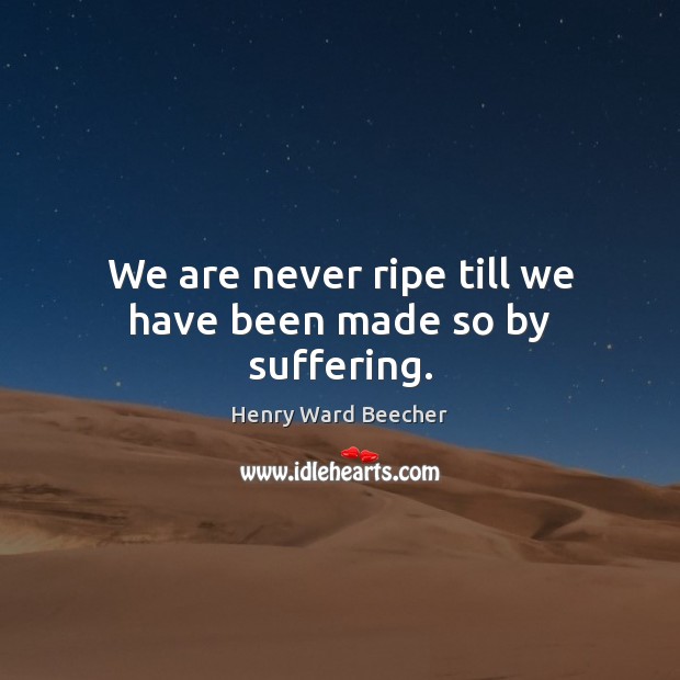 We are never ripe till we have been made so by suffering. Henry Ward Beecher Picture Quote