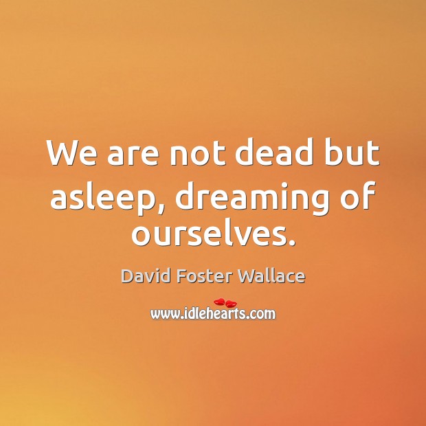 We are not dead but asleep, dreaming of ourselves. Image