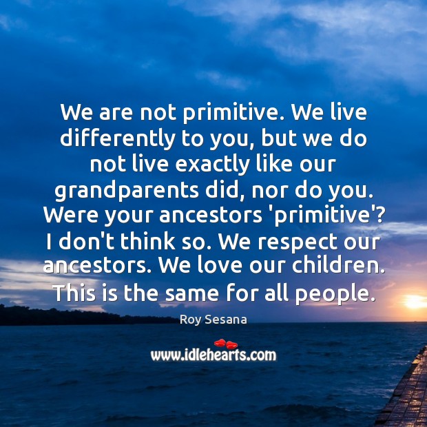 We are not primitive. We live differently to you, but we do Roy Sesana Picture Quote