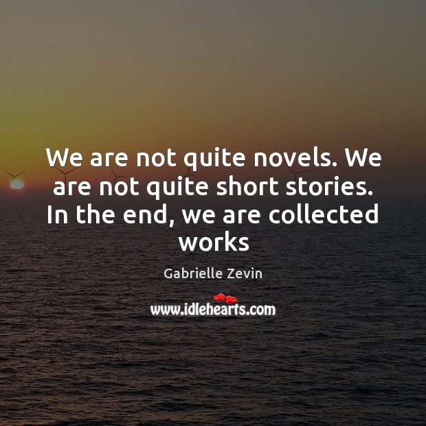 We are not quite novels. We are not quite short stories. In Gabrielle Zevin Picture Quote