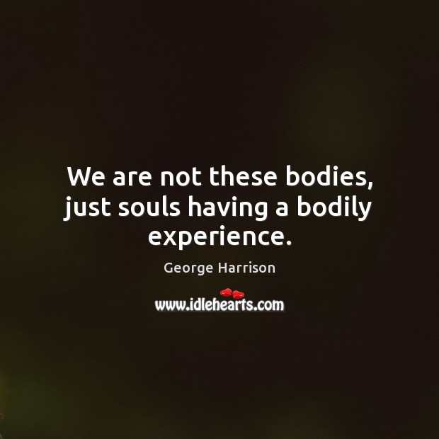 We are not these bodies, just souls having a bodily experience. George Harrison Picture Quote