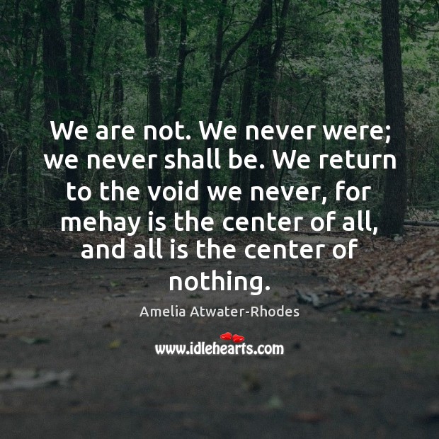 We are not. We never were; we never shall be. We return Image